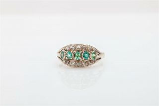 Antique 1930s $5000 2ct Natural Alexandrite Diamond 14k White Gold 3 Row Ring