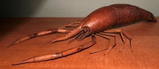 Antique Carved Wood California Spiny Lobster Life Size Sculpture