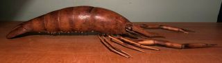 ANTIQUE CARVED WOOD CALIFORNIA SPINY LOBSTER LIFE SIZE SCULPTURE 4