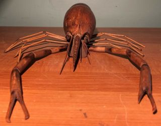 ANTIQUE CARVED WOOD CALIFORNIA SPINY LOBSTER LIFE SIZE SCULPTURE 5