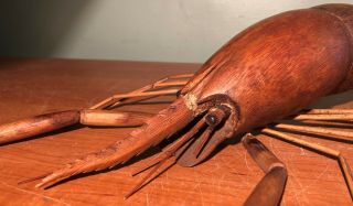 ANTIQUE CARVED WOOD CALIFORNIA SPINY LOBSTER LIFE SIZE SCULPTURE 7