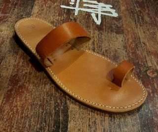 Handmade Leather Sandals Greek Production Unisex Design Ancient Style Two Colors