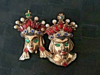 Rare Coro King & Queen Duette Brooch Pin Sterling 1945 Adolph Katz
