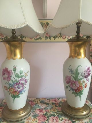 Floral Table Lamps Roses Set Of 2 Tulips Butterflies Violets Filigree Base