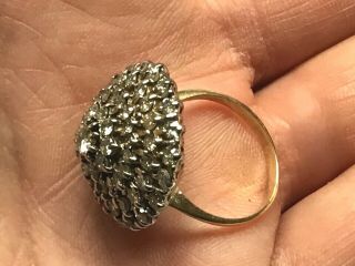VINTAGE VERY LARGE GOLD DIAMOND CLUSTER RING,  3CT,  VERY IMPRESSIVE 2