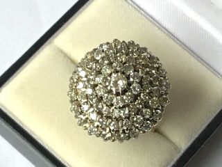 VINTAGE VERY LARGE GOLD DIAMOND CLUSTER RING,  3CT,  VERY IMPRESSIVE 6