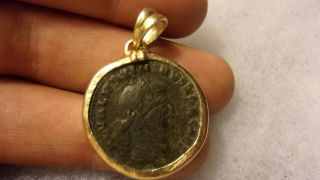 14k Gold Pendant With Large Maximinus Ii 