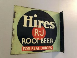 Vintage Hires Root Beer Metal Flange Sign “for Real Juices”