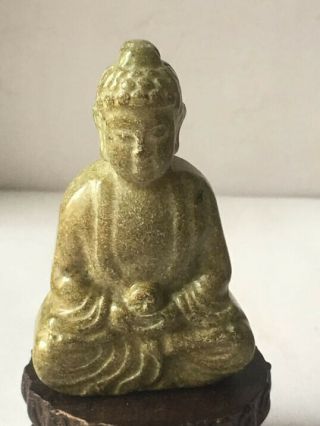 Chinese Old Natural Jade Hand - Carved Buddha Statue Pendant Xo394