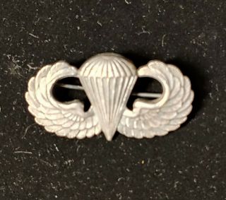 Us Army Ww2 Paratrooper Airborne Sterling Silver Jump Wings Pin Back Gemsco