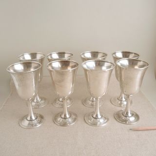 Set 8 Wallace Sterling Silver 8oz Goblets 16 Water Wine Cups No Mono 1249g
