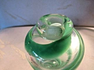 Estate VINTAGE Studio Made ART GLASS Green Swirl / Clear PERFUME BOTTLE Flawless 3