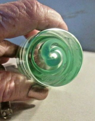 Estate VINTAGE Studio Made ART GLASS Green Swirl / Clear PERFUME BOTTLE Flawless 4