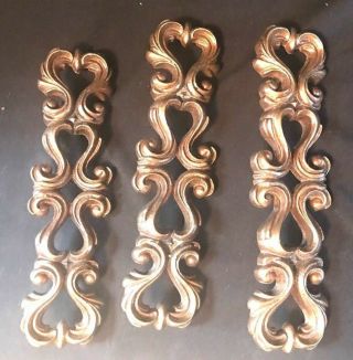 3 Vintage Larger Heavy Duty Drawer Pulls Brass Or Bronze (a004)