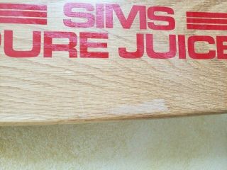 Vintage NOS 1970s Sims Pure Juice Oak flat Skateboard deck 3