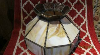 Antique/vintage Slag Glass Lamp Shade - 12 " Tall X 15 " Wide