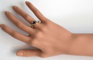 Fine Edwardian 18ct gold & Platinum sapphire & diamond crossover engagement ring 8