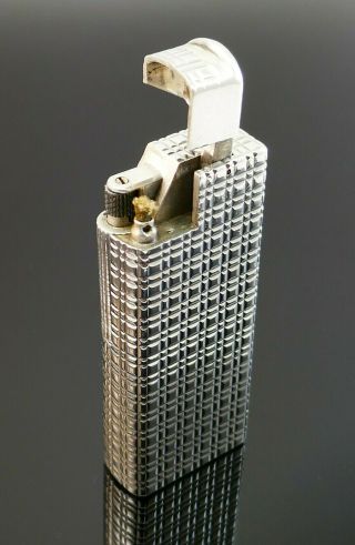 Rare C1950s Solid Silver Petrol French Paris Dunhill Alduna Pocket Flint Lighter