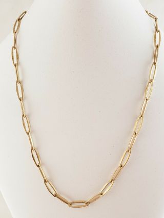 Vintage 14 Kt Gold Hallmarked 18 Inch Paperclip Chain Necklace