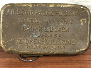 Vintage 1916 Wwi Brass First Aid Packet U.  S.  Army Doughboy Field Gear