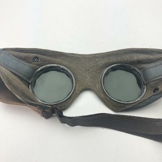 Vintage WW2 German Goggles Mountain Motorized Troop Carl Zeiss Gray Leather 5