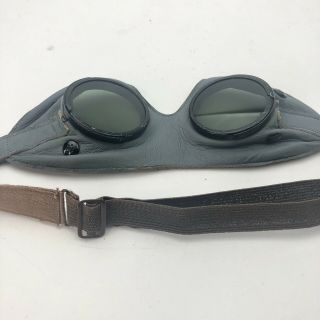 Vintage WW2 German Goggles Mountain Motorized Troop Carl Zeiss Gray Leather 8