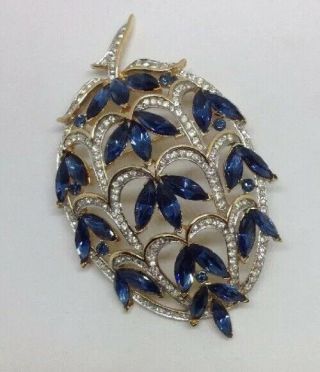 Vintage Alfred Philippe For Trifari Open Work Sapphire Flower Pin