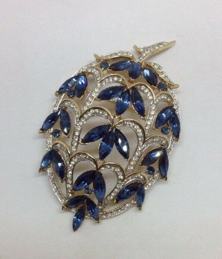 Vintage Alfred Philippe For Trifari Open Work Sapphire Flower Pin 3