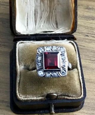 Stunning Antique Art Deco Platinum Pink Tourmaline & Diamond Ring