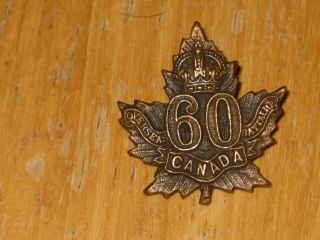 Ww1 Cef Canadian Collar Badge 60 Canadian Infantry Victoria Rifles Of Canada