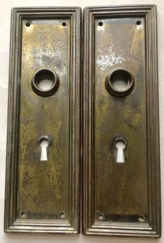 2 Match No Dents Antique Victorian Skeleton Key Doorknob Back Plate