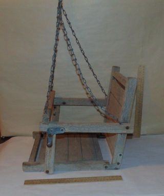 Vintage WOOD CHILD SWING with Chains - WOODEN CHILD ' S SWING - - 2