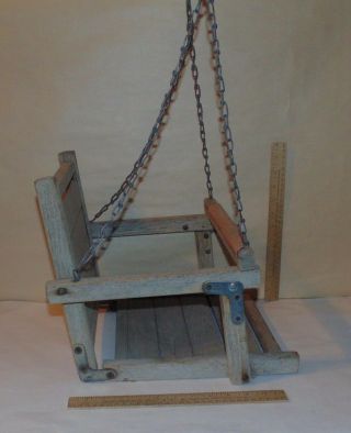 Vintage WOOD CHILD SWING with Chains - WOODEN CHILD ' S SWING - - 4