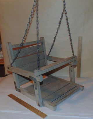 Vintage WOOD CHILD SWING with Chains - WOODEN CHILD ' S SWING - - 5