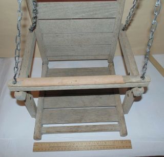Vintage WOOD CHILD SWING with Chains - WOODEN CHILD ' S SWING - - 8