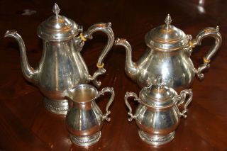 Prelude International Sterling 4pc Coffee Tea Sugar Creamer Set C366