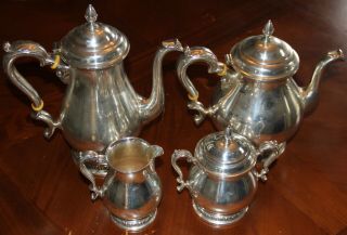 Prelude International Sterling 4PC Coffee Tea Sugar Creamer Set C366 2