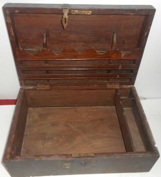 1900s India Antique Handmade Wooden Cash Box With Key Lock And Many Campartments