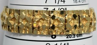 Vtg 48 Gram OroAmerica 14k Gold 16mm Wide Nugget Bracelet 8 - 3/8 