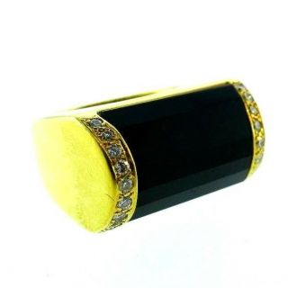 La Triomphe 18k Yellow Gold,  Diamond & Faceted Onyx Ring Vintage & Rare