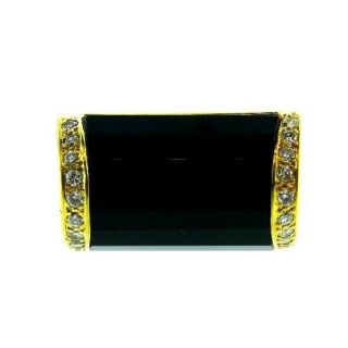 LA TRIOMPHE 18k Yellow Gold,  Diamond & Faceted Onyx Ring Vintage & Rare 2