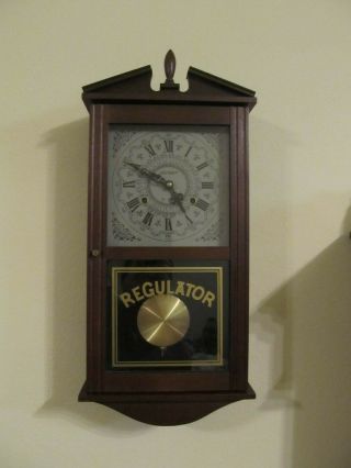 Vintage 1982 Dorset Regulator 31 Day Wooden Wall Clock With Key.