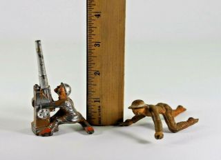 Six Vintage Manoil,  Barclay Grey Iron Lead Soldiers Soldier Boy Scout Gunner 2
