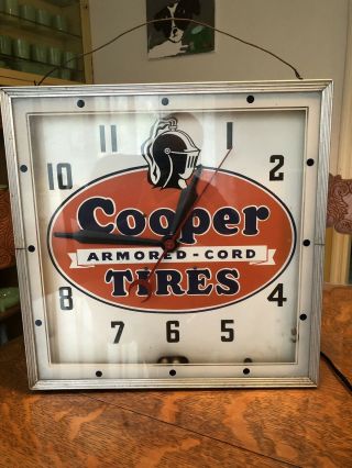 Antique 1940s Cooper tires neon advertising clock sign automotive Lackner 2