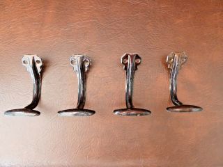 A Set of 4 Vintage French Pressed Steel Coat Hooks School,  Industrial. 2