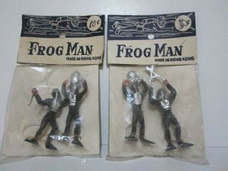 Set Of 2 Packs 1960s Hand Painted Frog Man Set Mip Divers Scuba James Bond