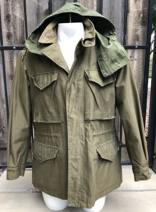 Ww2 Us Army Military M1943 Field Jacket Coat W/hood Size 36r