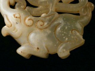 Good Quality Chinese Nephrite Jade Rooster On Elephant 2Faces Pendant E098 3