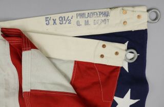 WWII US GI 48 Star US Flag Burial 9½ ' X 5 ' Philadelphia QM Depot • NM 2