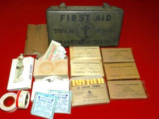 Us Ww2 Military Gas Casualty First Aid Kit With Medical Contents Jeep